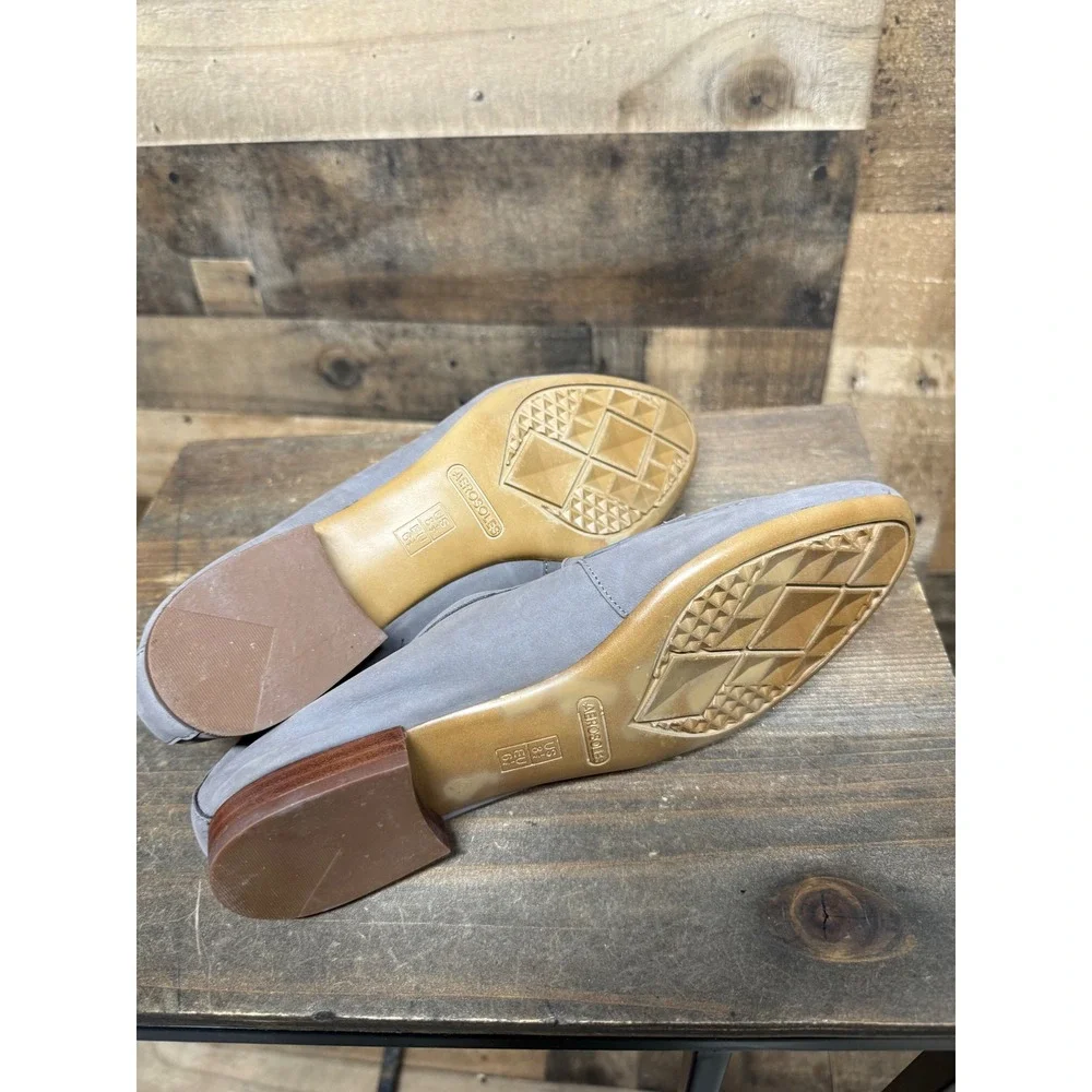 Aerosoles Map Out Grey Nubuck Leather Penny‎ Loafers Flats Womens 8.5 M